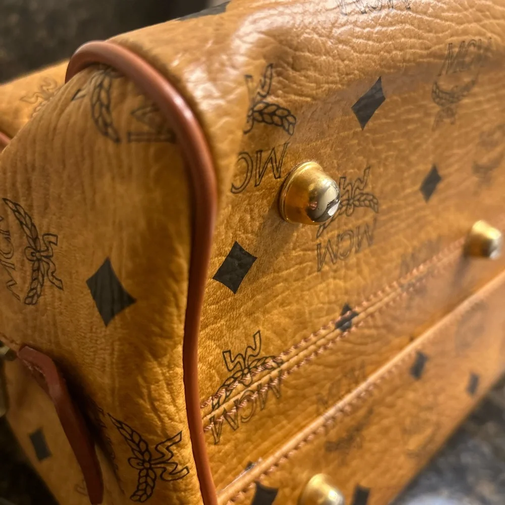 MCM Cognac Visetos Satchel with Gold Hardware and Brown Handles - Picture 15 of 15